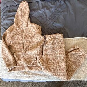 Cozy Tan Geometric Hoodie and Pants Set